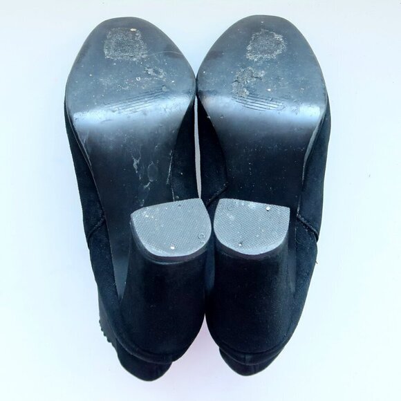 Steve Madden Effect Black Suede Leather Almond Toe Pull-on Ankle Boots Booties 7 - Picture 8 of 16